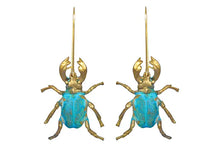 Load image into Gallery viewer, Verdigris Beetle Earrings
