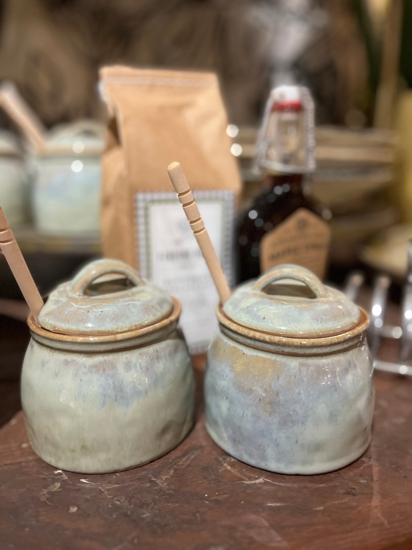 Verdigris Honey Jar