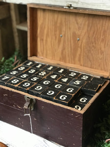 Vintage Box o' Number & Letter Tiles