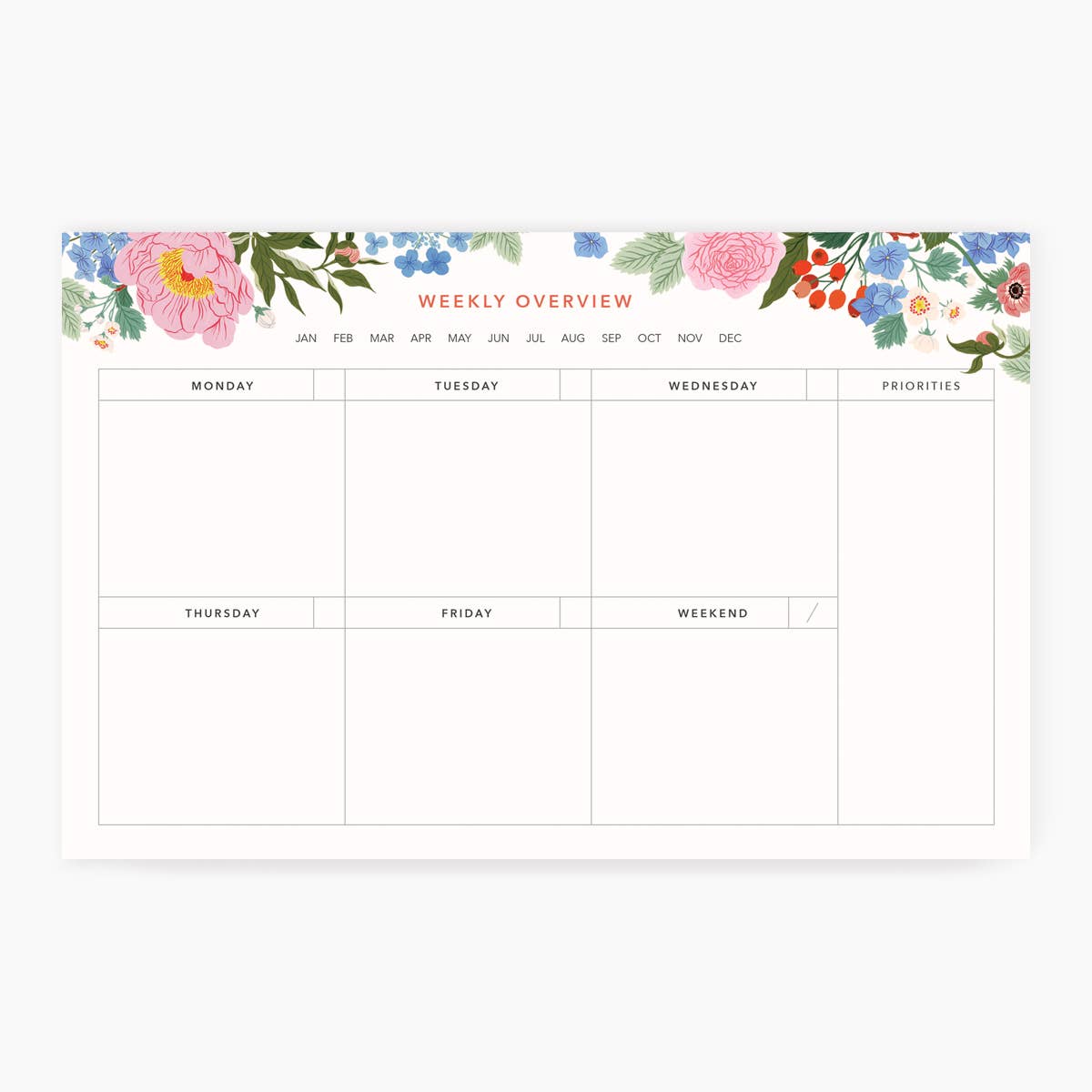 Weekly Overview Planner, multiple styles