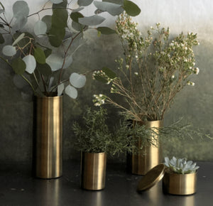 Brass Cylinder Vase/Planter/Container