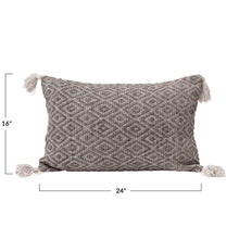 Load image into Gallery viewer, Woven Cotton Lumbar Pillow w/ Tassels
