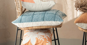 Woven Cotton Grid-Pattern Pillow