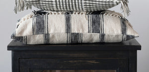 Woven Cotton Striped Lumbar PIllow