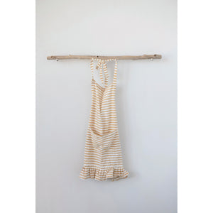 Striped Cotton Apron w/ Ruffle