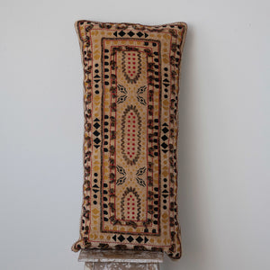 Embroidered Velvet Lumbar Pillow