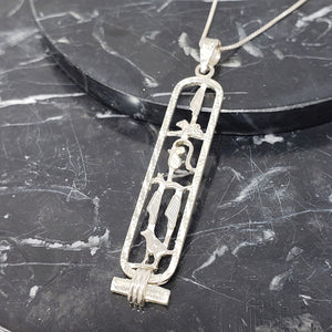 Sterling Hieroglyphic Cartouche Necklace
