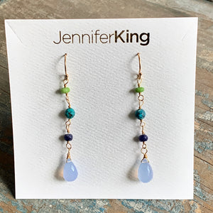 Miranda Earrings / Tiny Gemstones with Lavender Gemstone Drops