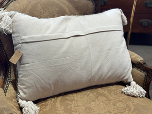 Woven Cotton Lumbar Pillow w/ Tassels