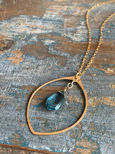 Blue Quartz Leaf Necklace