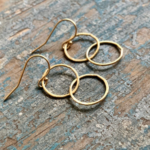Together Earrings/ 14K Gold Filled Hammered Links