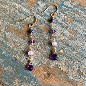 Miranda Amethyst Earrings / Tiny Gemstones with Amethyst Gemstone Drops