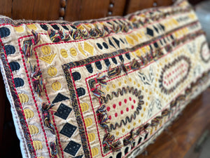 Embroidered Velvet Lumbar Pillow