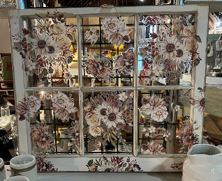 Floral Decopaged Vintage Window